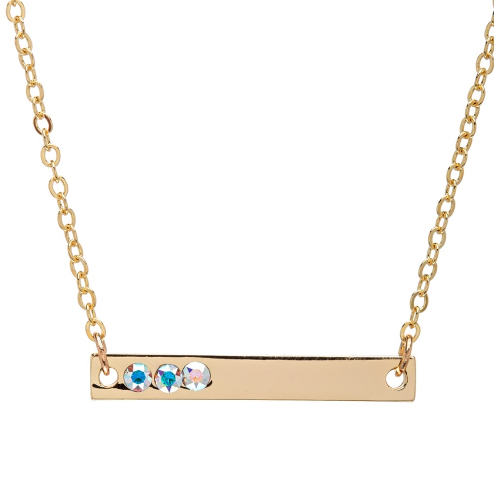 Goldtone Bar Necklace with Aurora Borealis Swarovski Crystals